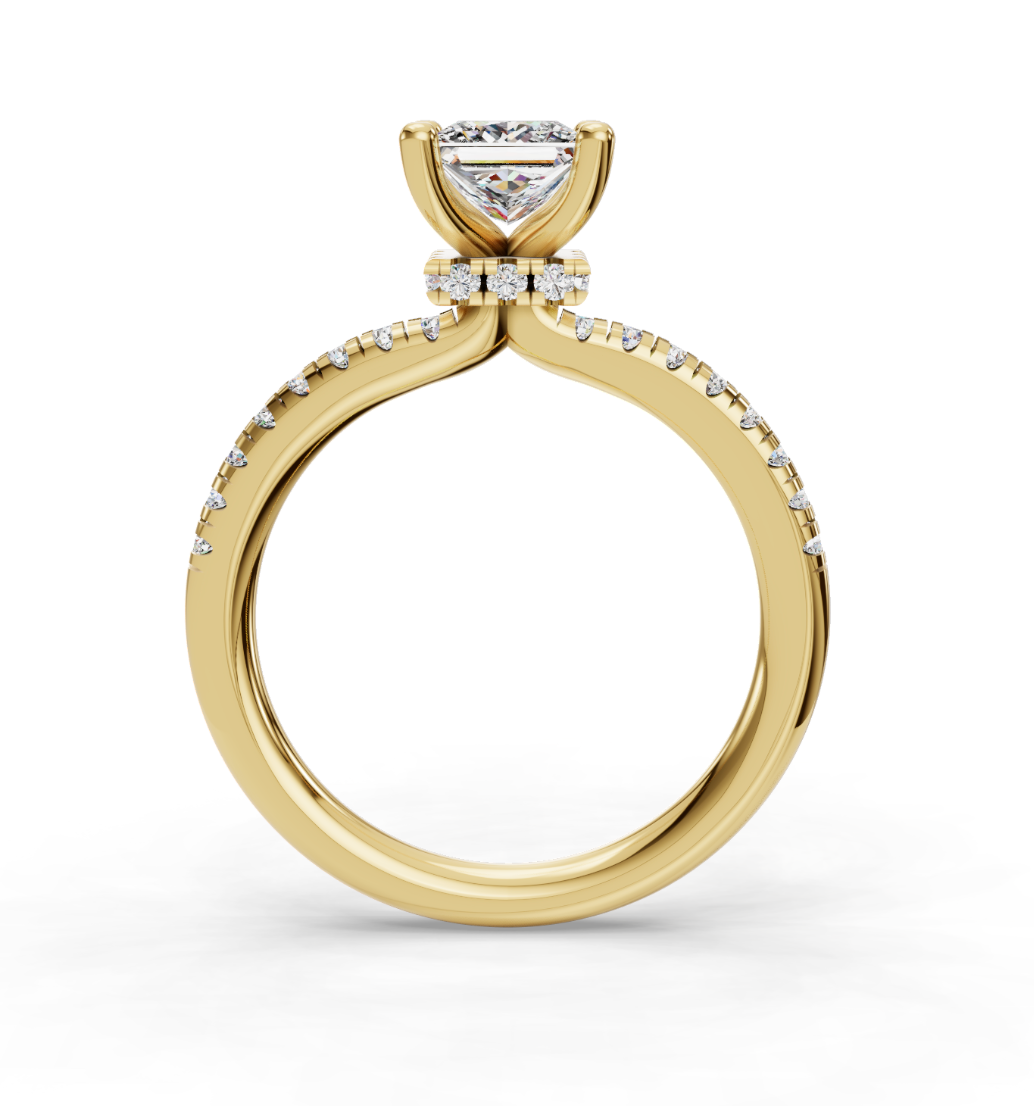 PRINCESS ACCENTED PAVE HIDDEN HALO RING