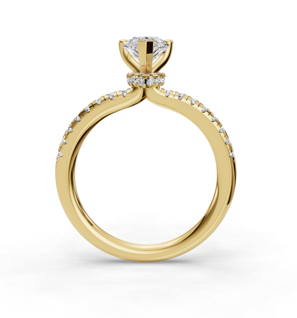 PEAR ACCENTED PAVE HIDDEN HALO RING