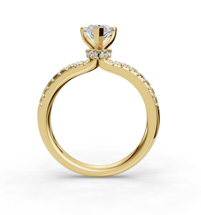 PEAR ACCENTED PAVE HIDDEN HALO RING