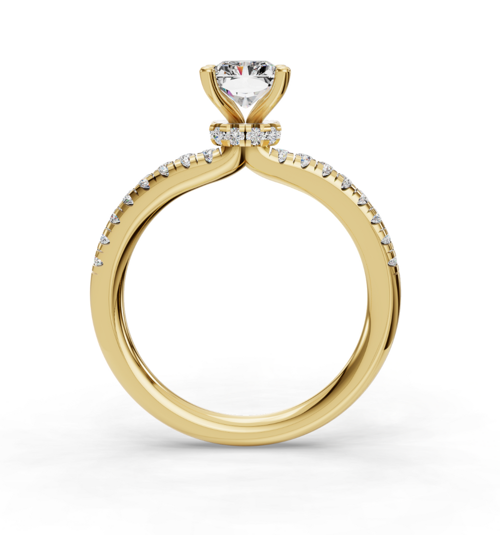 RADIANT ACCENTED PAVE HIDDEN HALO RING