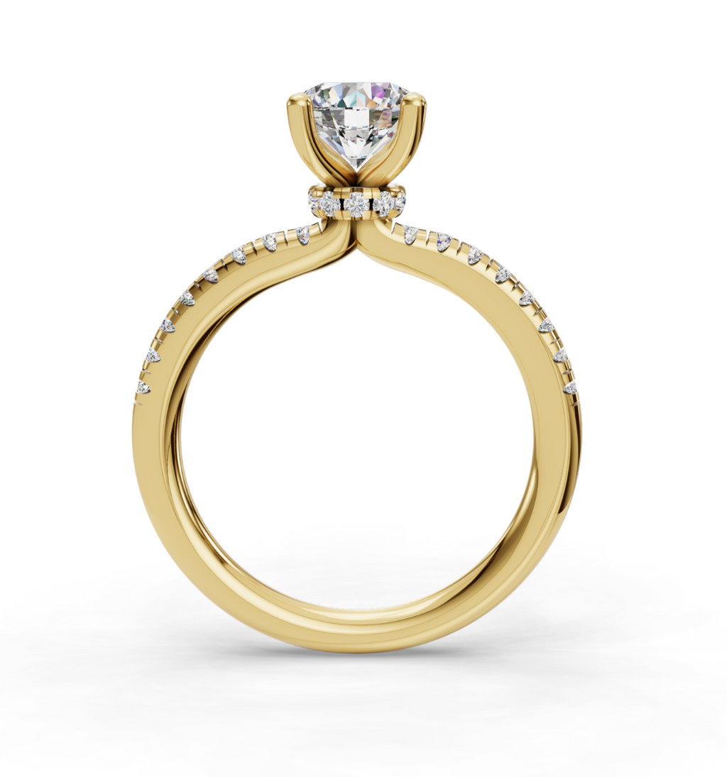 ROUND ACCENTED PAVE HIDDEN HALO RING