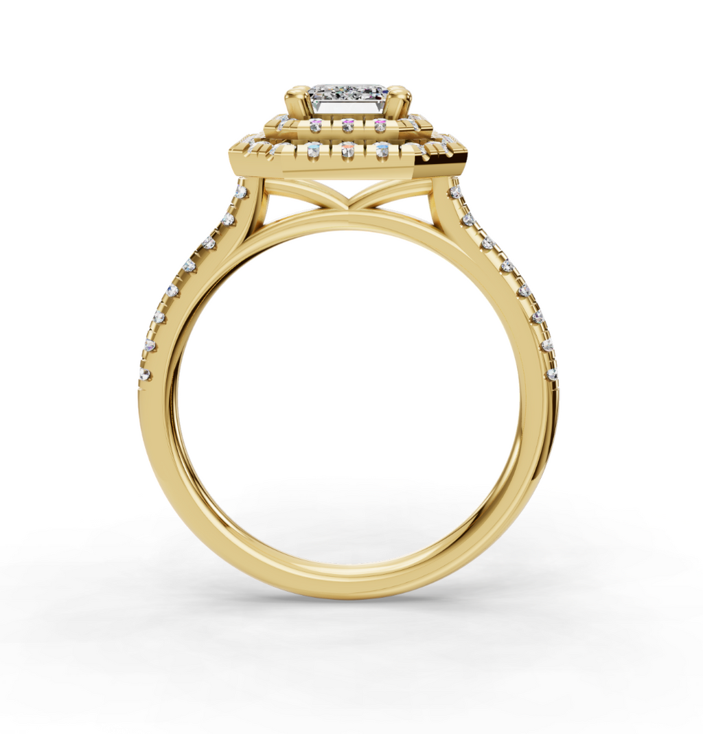 EMERALD HALO WITH PAVE RING