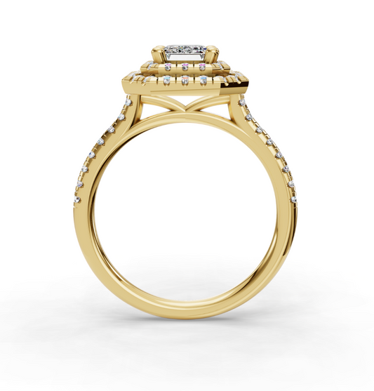 EMERALD HALO WITH PAVE RING