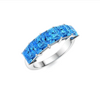 Princess Blue Topaz Wedding Ring