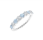 Round Aquamarine and Diamond Wedding Ring