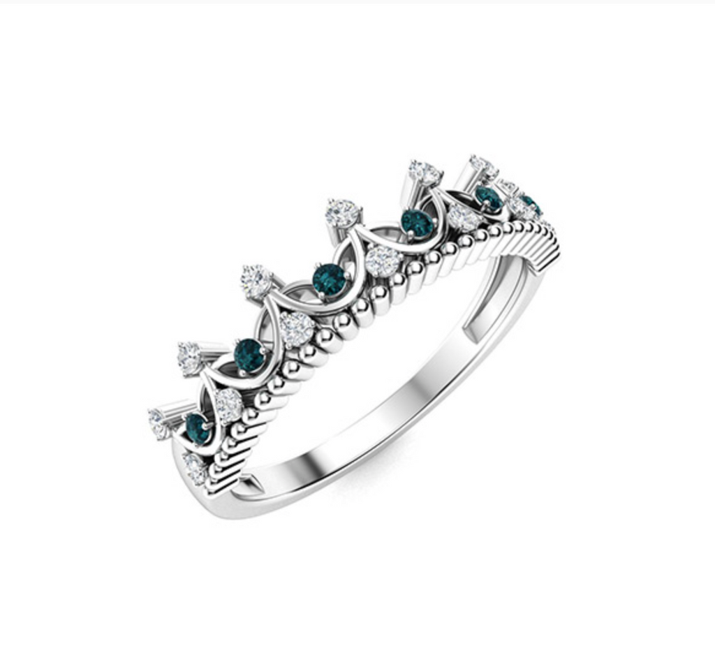 Blue Diamond and Diamond Wedding Ring