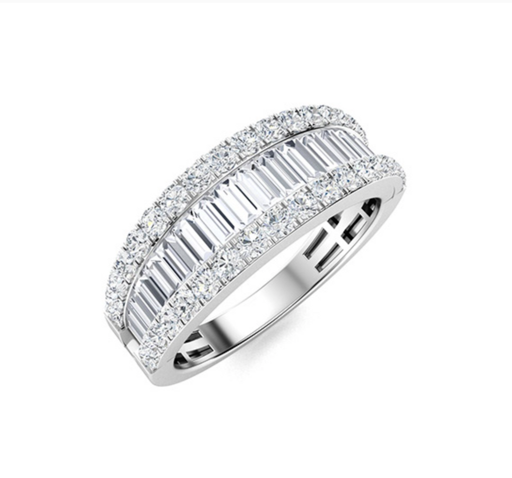 Emerald Diamond and VS Diamond Wedding Ring