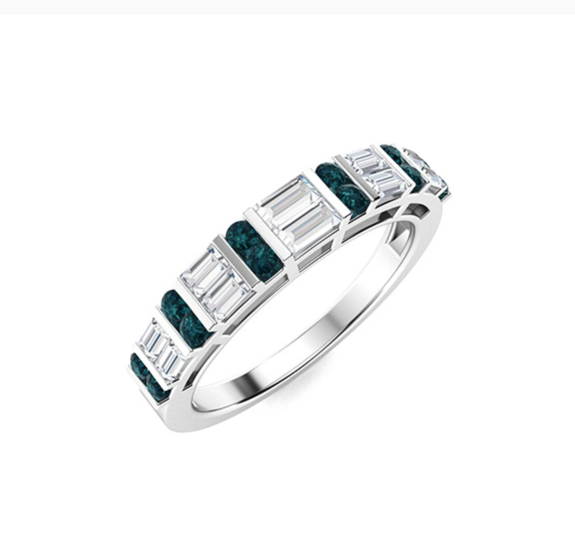 Blue Diamond and VS Diamond Wedding Ring