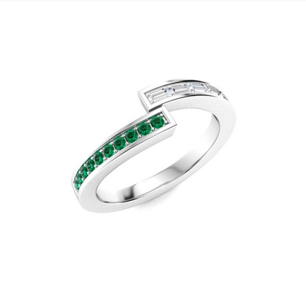 Emerald and VS Diamond Wedding Ring