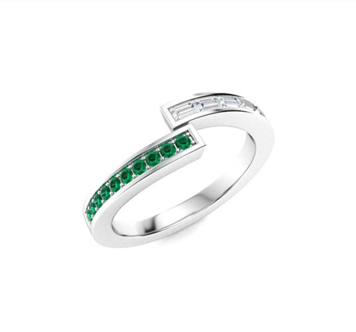 Emerald and VS Diamond Wedding Ring