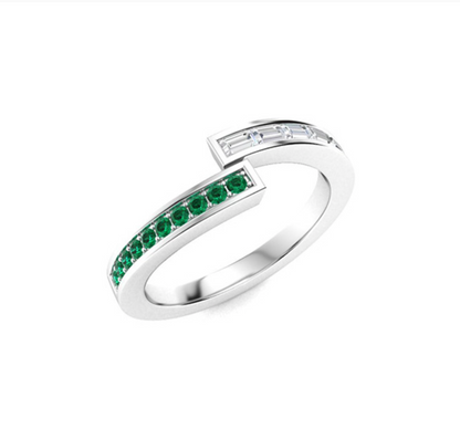 Emerald and VS Diamond Wedding Ring