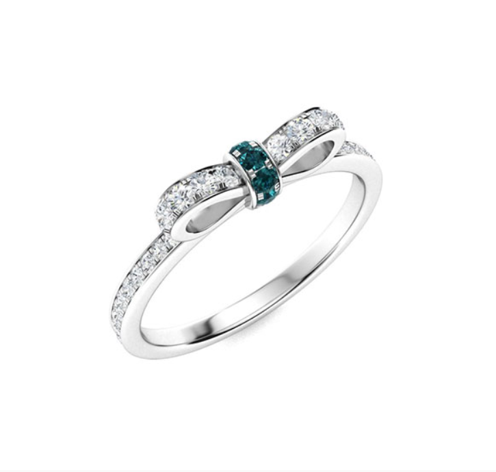 Blue Diamond and Diamond Wedding Ring