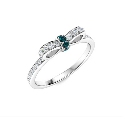 Blue Diamond and Diamond Wedding Ring