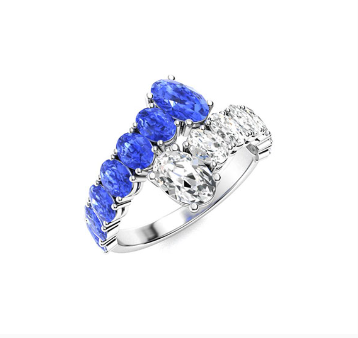 Ceylon Sapphire and VS Diamond Wedding Ring
