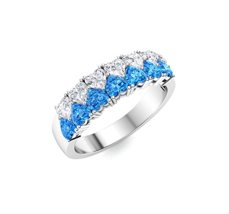 Blue Topaz and VS Diamond Wedding Ring