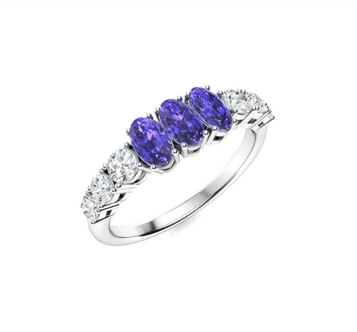 Tanzanite and Diamond Wedding Ring