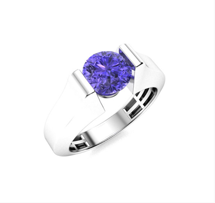 Amethyst and VS Diamond Men's Ring
