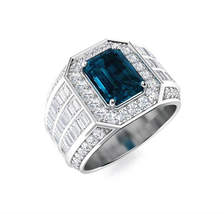 Amethyst and VS Diamond Men's Ring