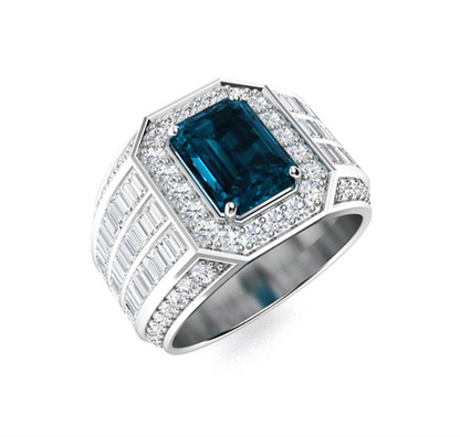Amethyst and VS Diamond Men's Ring - M&D Signature Jewels