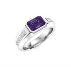 Amethyst and VS Diamond Men's Ring