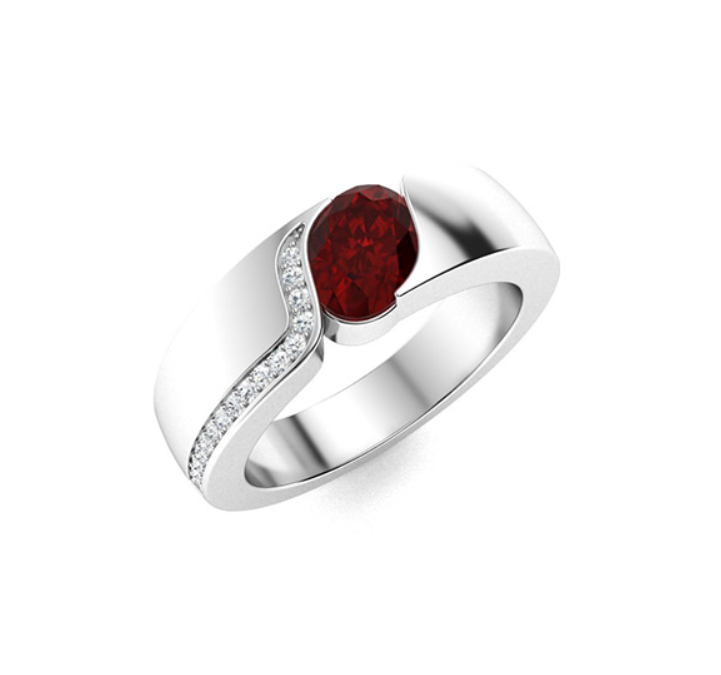 Garnet and Diamond Men's Ring