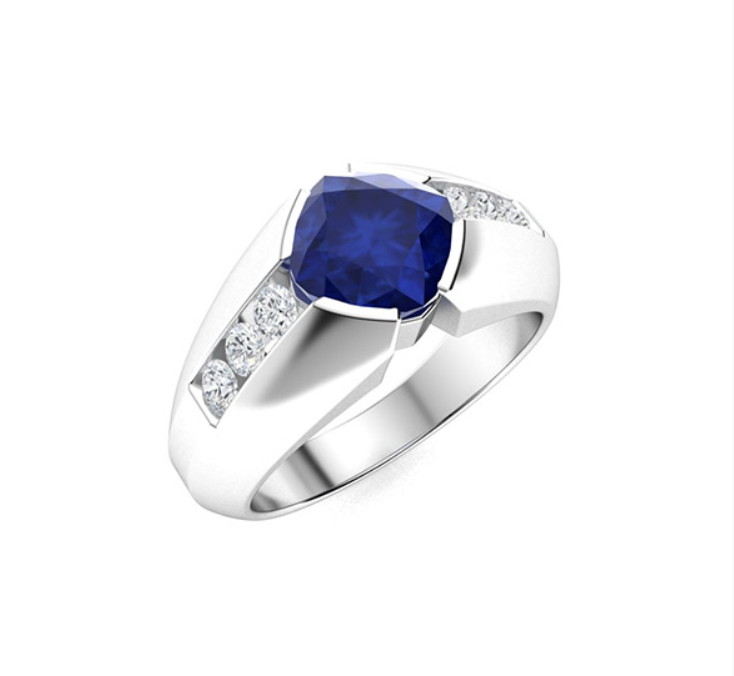 Amethyst and VS Diamond Men's Ring