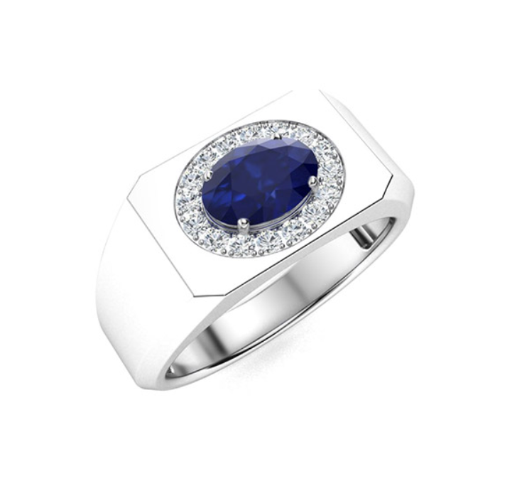 Amethyst and VS Diamond Men's Ring