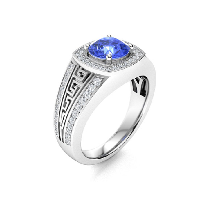 Amethyst and VS Diamond Men's Ring