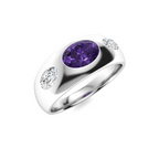 Amethyst and VS Diamond Men's Ring