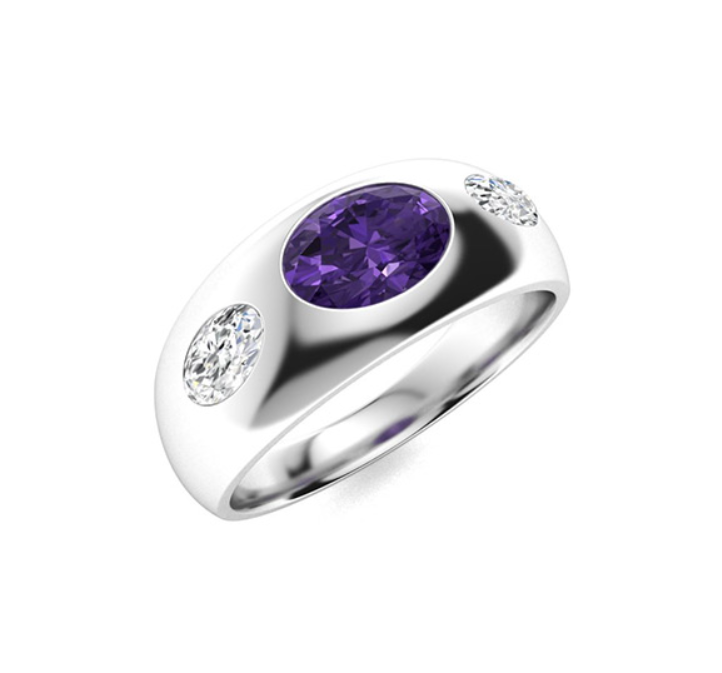 Amethyst and VS Diamond Men's Ring