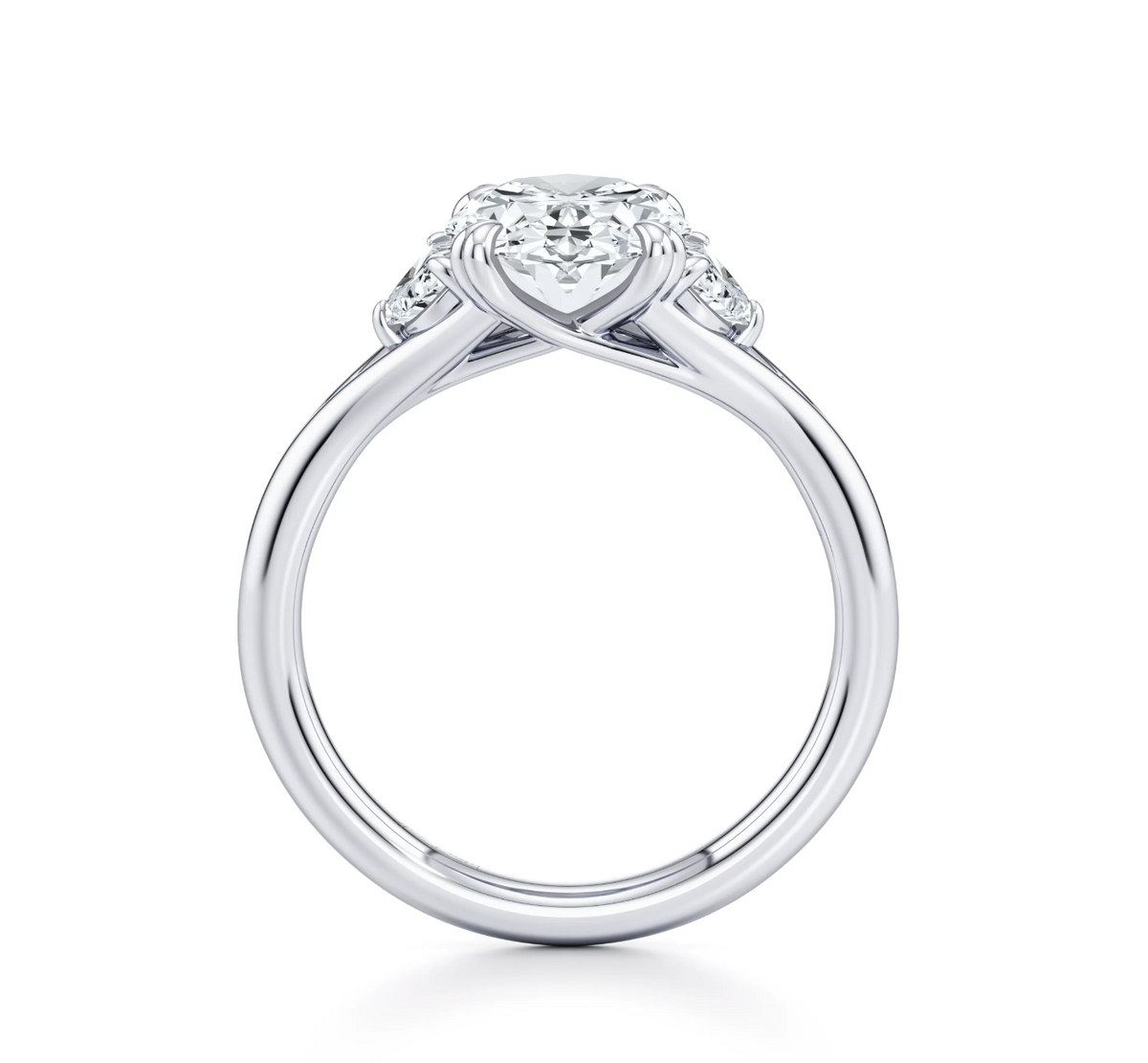 OVAL RING WITH HALF MOON SIDE STONES