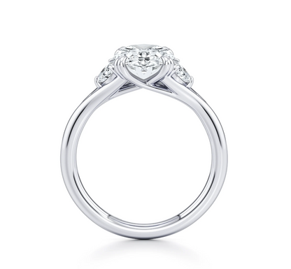 OVAL RING WITH HALF MOON SIDE STONES