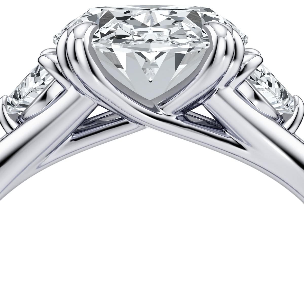 OVAL RING WITH HALF MOON SIDE STONES