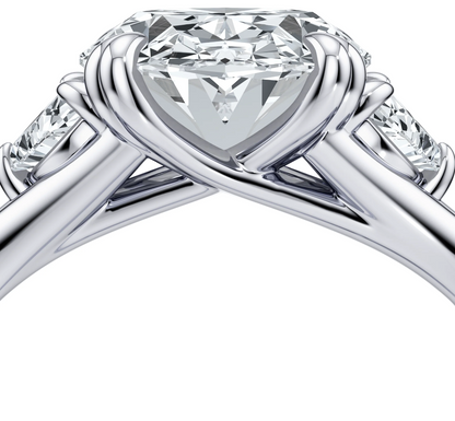 OVAL RING WITH HALF MOON SIDE STONES