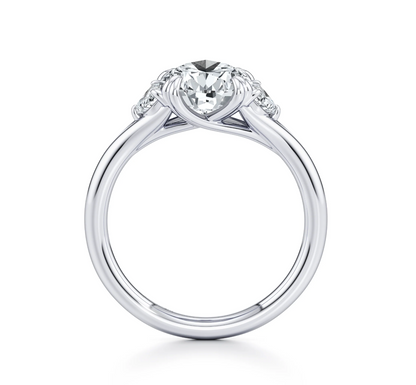 PEAR RING WITH HALF MOON SIDE STONES