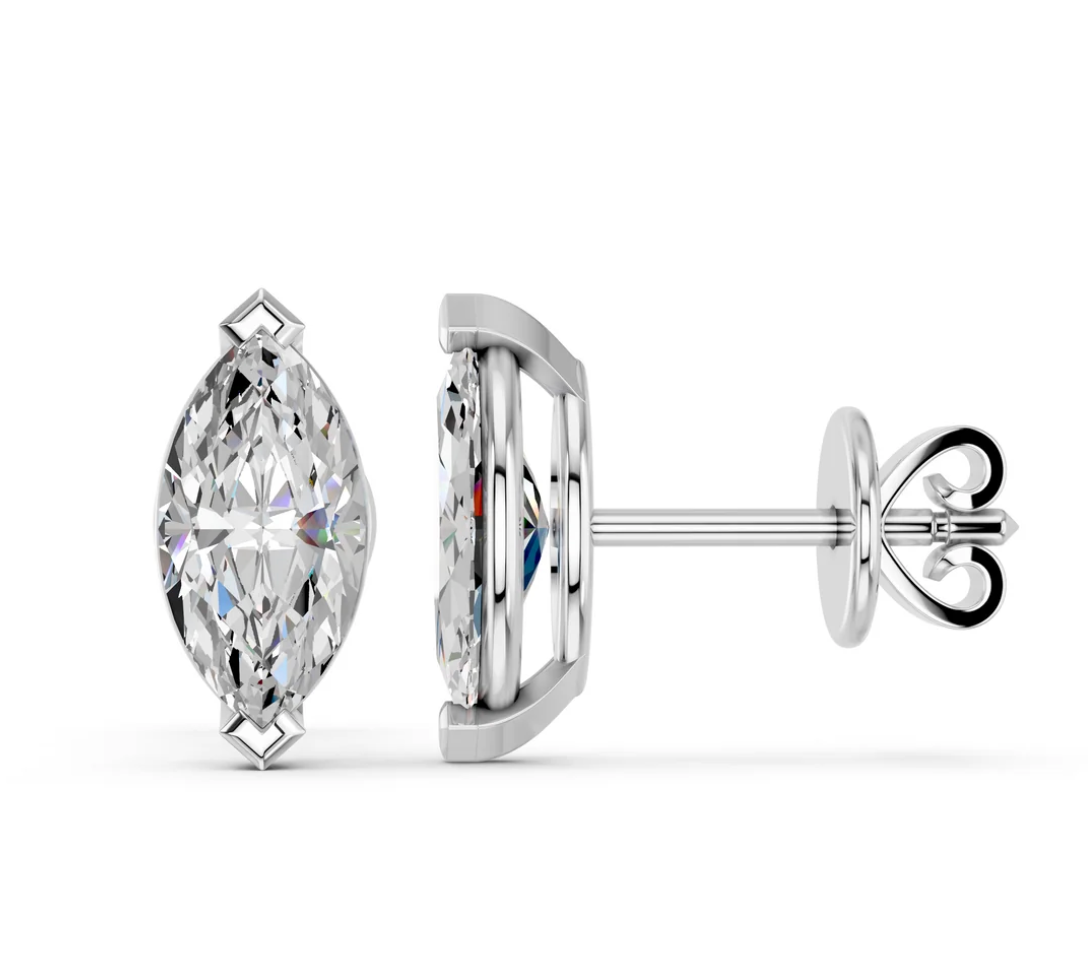 MARQUISE V PRONG BASKET EARRINGS