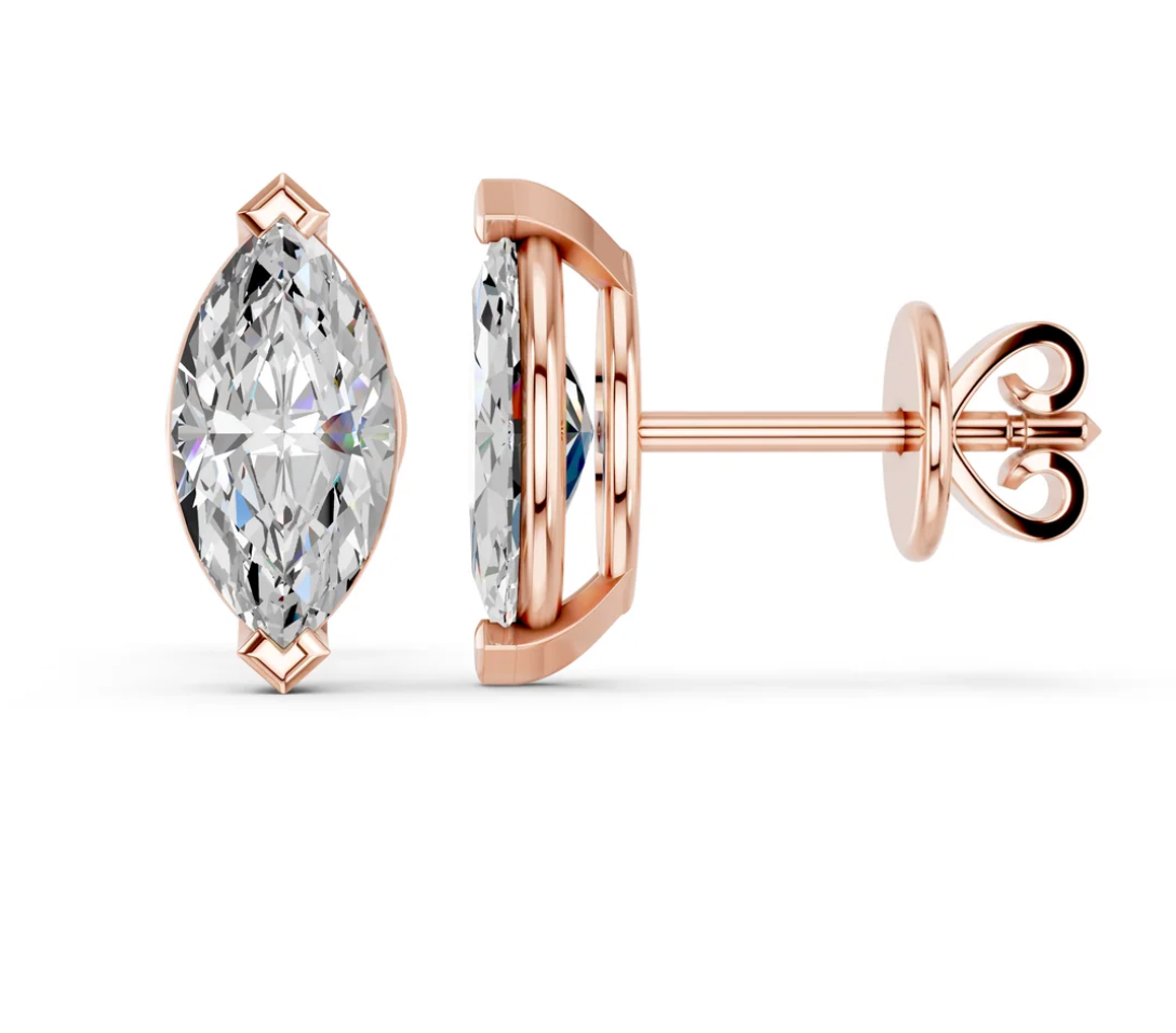 MARQUISE V PRONG BASKET EARRINGS