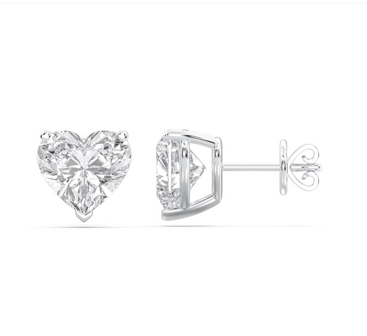 HEART 3 PRONG BASKET EARRINGS