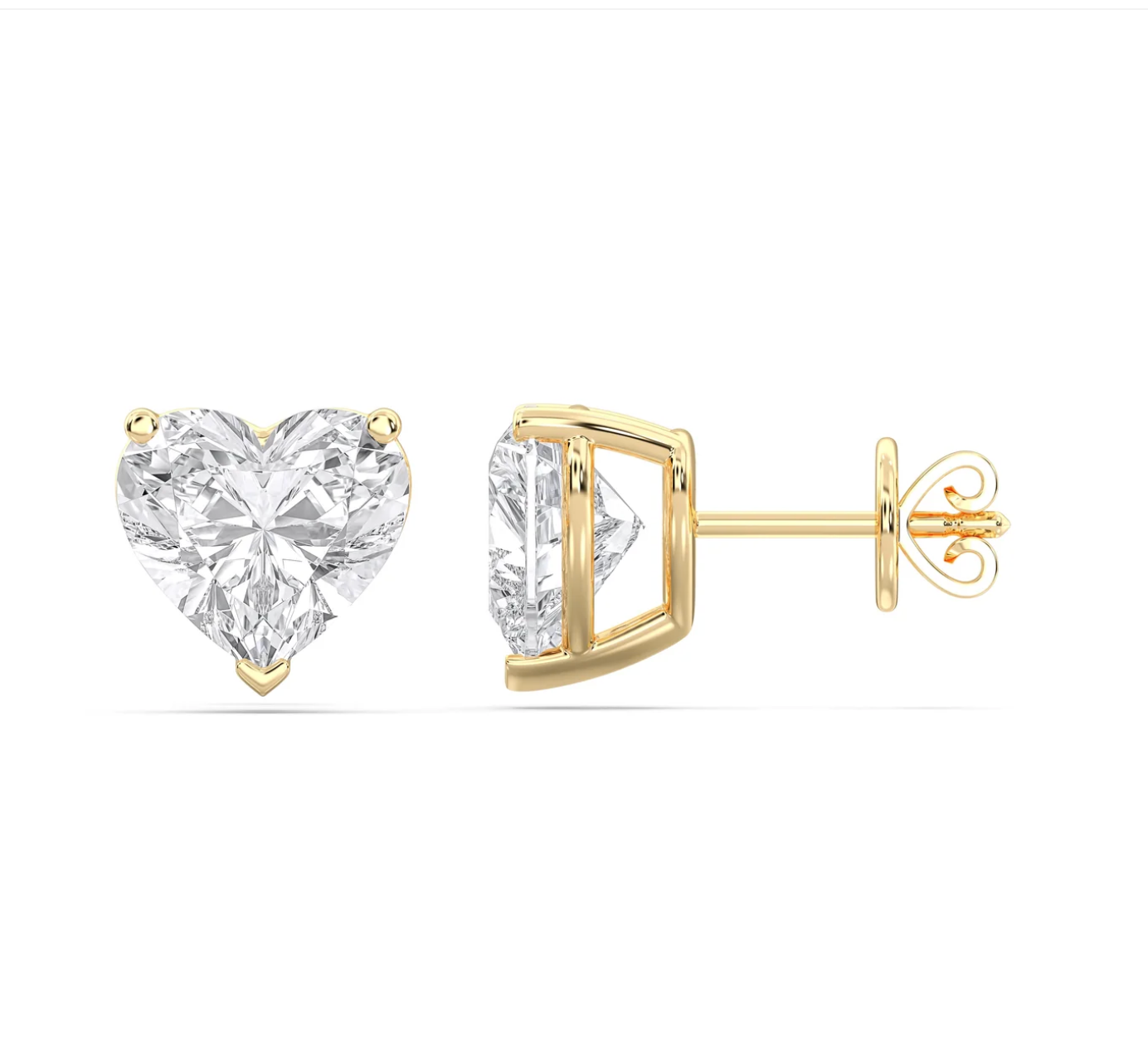 HEART 3 PRONG BASKET EARRINGS