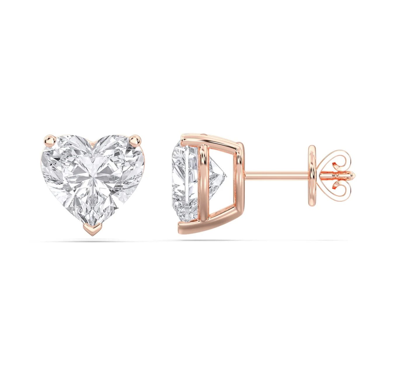 HEART 3 PRONG BASKET EARRINGS