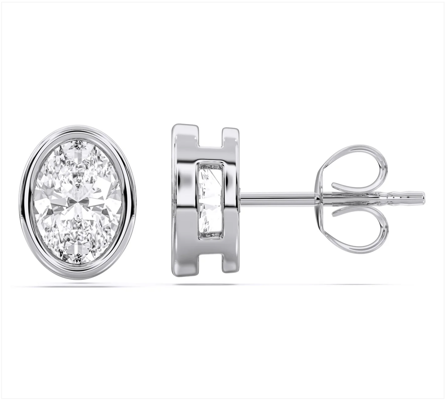 OVAL BEZEL EARRINGS