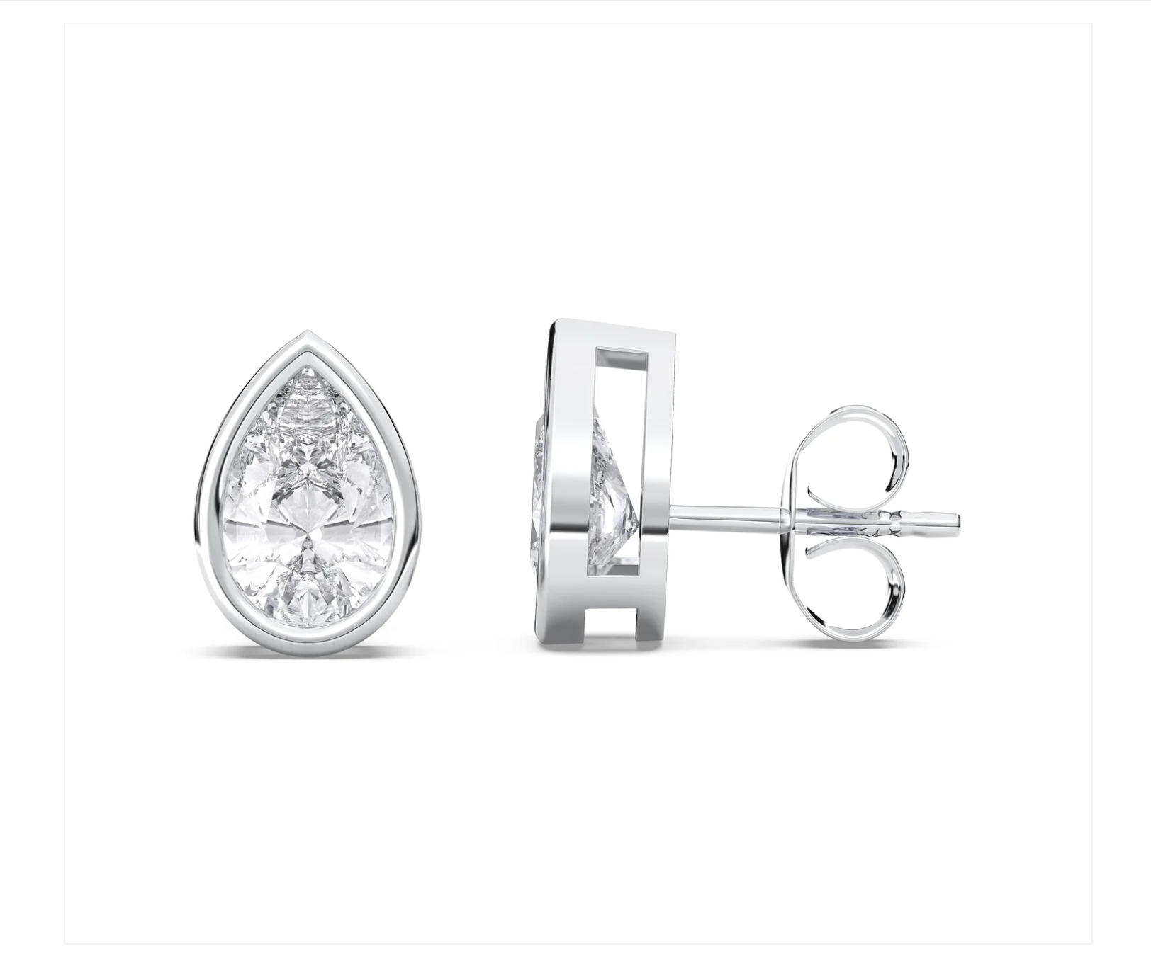 PEAR BEZEL EARRINGS
