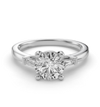 ROUND BAGUETTE THREE STONE RING