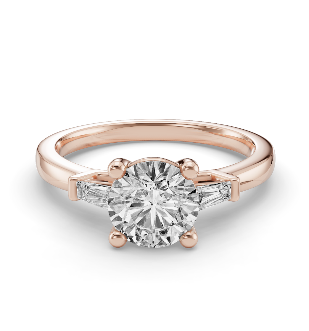 ROUND BAGUETTE THREE STONE RING