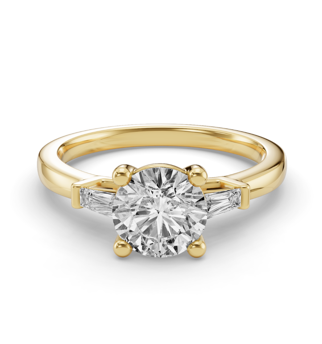 ROUND BAGUETTE THREE STONE RING