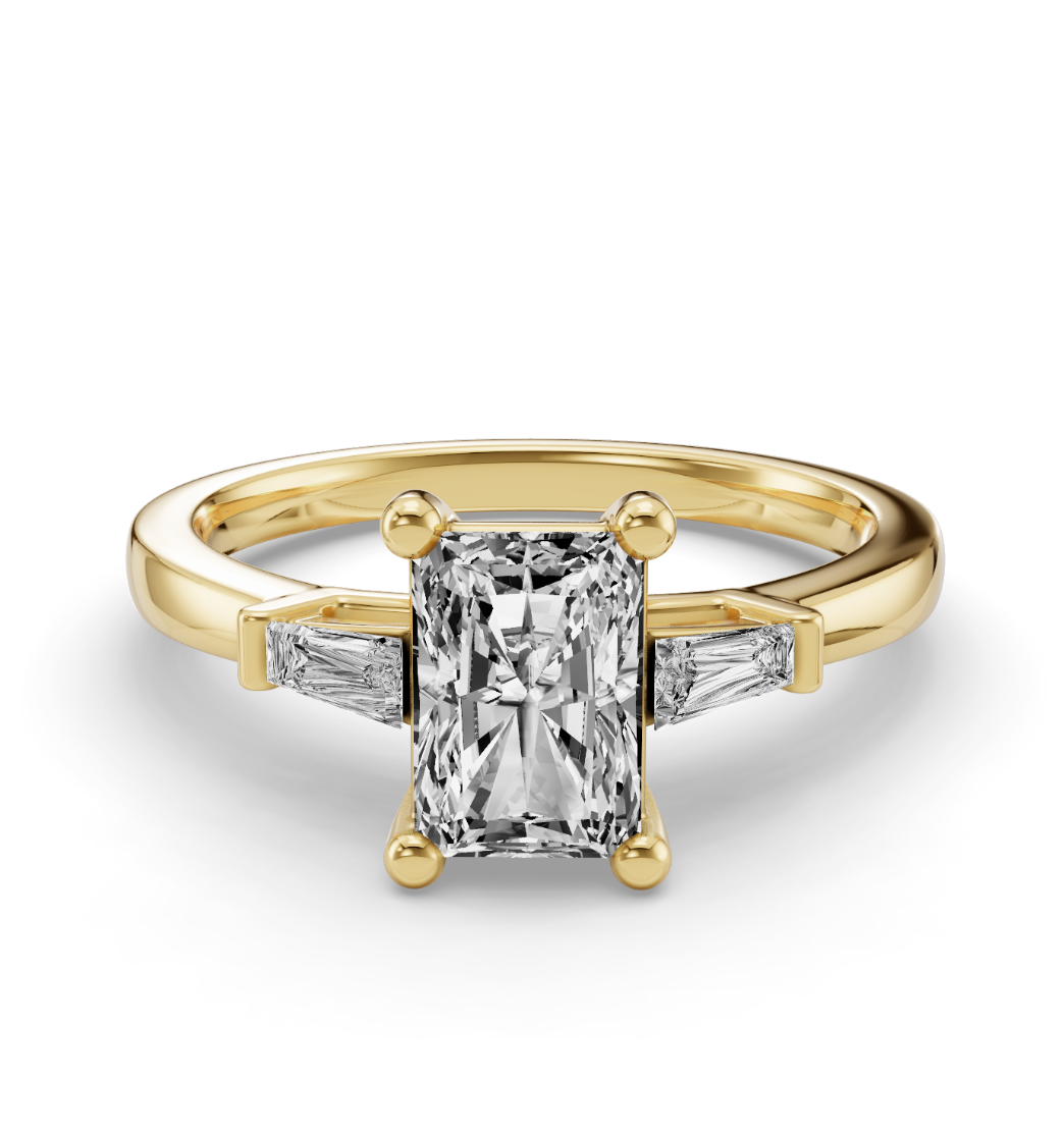 RADIANT BAGUETTE THREE STONE RING