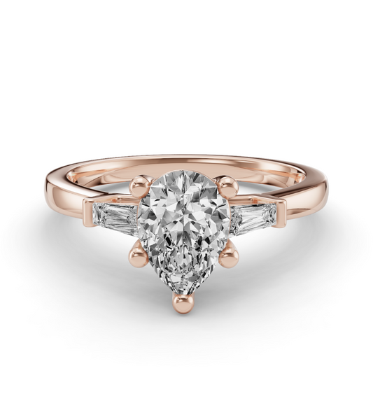 PEAR BAGUETTE THREE STONE RING