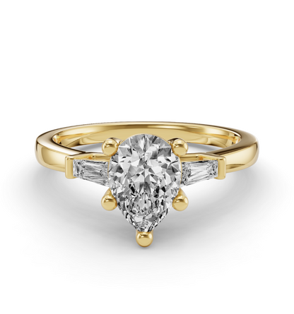 PEAR BAGUETTE THREE STONE RING