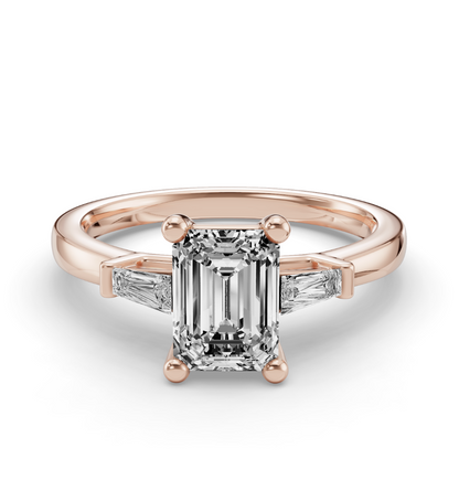 EMERALD BAGUETTE THREE STONE RING