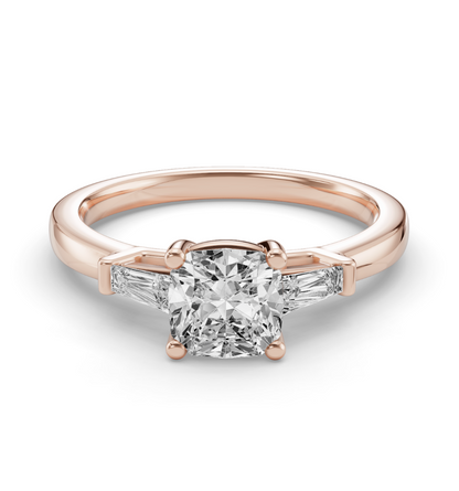 CUSHION BAGUETTE THREE STONE RING